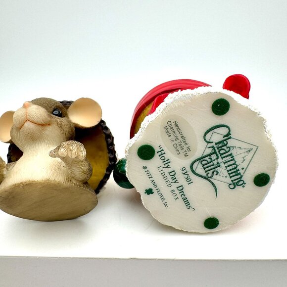 Fitz & Floyd Charming Tails "Holly Day Dreams" 93/501 Lidded Trinket Box Xmas - Picture 3 of 7